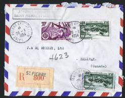 1954  Lettre  Recommandée Par Avion Pour Le Canada  Yv  335, 341 X 2 - Briefe U. Dokumente