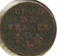 FRANCE 1 LIARD KING LOUIS XIV HEAD FRONT 3 LILIS EMBLEM BACK 1656 D AF/aF KM284.8 READ DESCRIPTION CAREFULLY!! - 1643-1715 Luis XIV El Rey Sol