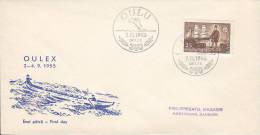 Finland Ersttag Brief FDC Cover 1955 Stadt Oulu (Uleåborg) Segelschiff "Ilma" - FDC