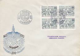 Finland Ersttag Brief FDC Cover 1953 Stadt Hamina In 4-Block !! - FDC