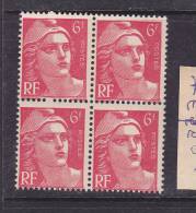 FRANCE N° 721A 6F ROSE CARMINE MARIANNE DE GANDON  PIQUAGE DECALE NEUF SANS CHARNIERE - Usati