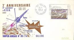 Lancement SUPER ARCAS 35/74 Enveloppe Illustrée   Oblitération KOUROU Du 29/4/1975 - Europe