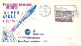 Lancement SUPER ARCAS 35/75 Enveloppe Illustrée    Oblitération KOUROU Du 14/5/1975 - Europe