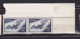 FRANCE N° PA 48 4.F + 10F BLEU FONCE CINQUANTENAIRE DU 1ER VOL DE L'AVION D'ADER TRAIT PARASITE SOUS LA CHAUVE SOURIS ** - Unused Stamps