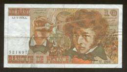 10 FRANCS BERLIOZ FRANCAIS U.286 N° 521897 SUP IDEAL DEBUTANT CRAQUANT D'ORIGINE 4 TROUS ! 4-3-1976 - 10 F 1972-1978 ''Berlioz''