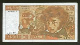 10 FRANCS BERLIOZ BILLET FRANCAIS S.172 N° 73104 SUP IDEAL DEBUTANT CRAQUANT D'ORIGINE 12 TROUS ! 6-3-1975 - 10 F 1972-1978 ''Berlioz''