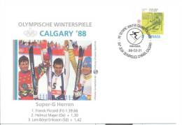 Canada Winter Olympic Games 1988 Letter; Champions In Super-G (M), Nakiska Skiing Cancellaion - Winter 1988: Calgary