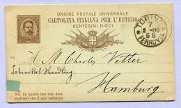 Postkarte Postcard TORINO FERROVIA To HAMBURG 1885 (115) - Stamped Stationery