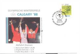 Canada Winter Olympic Games 1988 Letter; Champions In Dounhill Ladies, Nakiska Cancellaion - Invierno 1988: Calgary