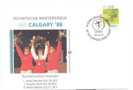 Canada Winter Olympic Games 1988 Letter; Champions In Alpine Skiing Combination Ladies, Nakiska Cancellaion - Inverno1988: Calgary