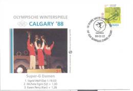 Canada Winter Olympic Games 1988 Letter; Champions In Alpine Skiing Super-G Laies, Nakiska Cancellaion - Invierno 1988: Calgary