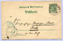 Postkarte Postcard Württemberg Amtlicher Verkehr OCHSENHAUSEN Nach ROTH An Der Roth 1897(119) - Postwaardestukken