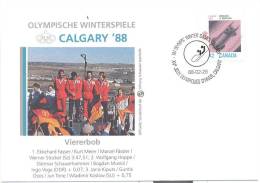 Canada Winter Olympic Games 1988 Letter; Champions In Bobsleigh Four-man Team, Calgary Cancellaion - Invierno 1988: Calgary