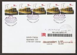 Portugal TRAM Moderne  Timbre Autocollant Transports Publics 2010 FDC Recommandée TRAMWAY Sticker Type Registered FDC - Tramways