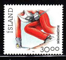 Iceland MNH Scott #709 30k Skiing - Sports - Unused Stamps