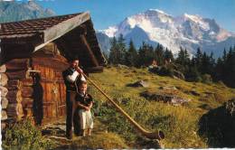 SUISSE - WENGEN - Alphornbläser Und Sennenbub Mit Jungfrau (1966) - Wengen