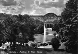 Bellissima Cartolina Anni 50  " Torino - Giardini E Stazione Di Porta Nuova " - Stazione Porta Nuova