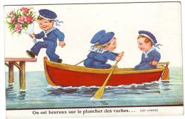Illustrateur John Wills ( Enfants Marins Dans Canoë ) " On Est Heureux Sur Le Plancher Des Vaches" Non Voyagé - Wills, John