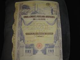 Action " Chaux Et Ciments Portland Artificiels De L'Aisne  "Courbes 1920 Avec Oupons Recollés - Industry