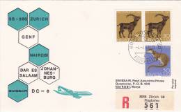 ZURICH  /  NAIROBI - Cover _ Lettera  - Flughafen - DC 8  - SWISSAIR - First Flight Covers