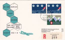 GENEVE  /  NAIROBI (Kenya) - Cover _ Lettera  -   DC 8 Flight  - SWISSAIR - First Flight Covers