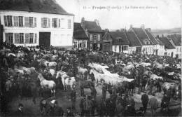 62  FRUGES   PAS DE CALAIS  - FOIRE  CHEVAUX  - CPA   N/B  9x14  BE - Fruges