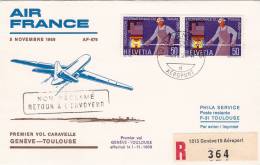 GENEVE  /  TOULOSE   - Cover _ Lettera  -  Premier  Vol Caravelle  AF-679  _  SWISSAIR - Eerste Vluchten