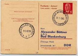 ANTARCTICA BELGIAN BASE 1965 On East German Reply Postal Card P65 A Special Print - Forschungsstationen