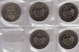 Deutschland 2 DM Schumacher 1988-91 Buchstabe G Stg 10€ Münzen Aus Präge-Anstalt Karlsruhe Extra Set Coins Of Germany - 2 Marchi