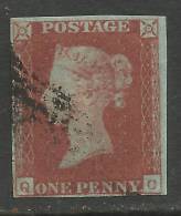 GB 1841 QV 1d PENNY RED IMPERF BLUED PAPER ( Q & C) USED STAMP WMK 2.( D840 ) - Gebraucht