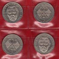 Deutschland 2 DM Ludwig Erhard 1988 Buchstabe D,F,G,J Stg 21€ Münzen Aus Den 4 Prägeanstalten Extra Set Coins Of Germany - 2 Marcos