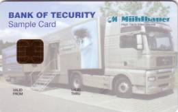 CARTE A PUCE CHIP CARD BANK OF TECURITY MUHLBAUER DEMO CAMION TRUCK - Beurskaarten