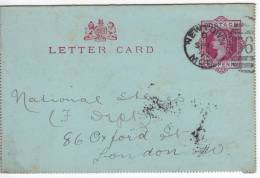 Great Britain 1892 Letter Card - Lettres & Documents