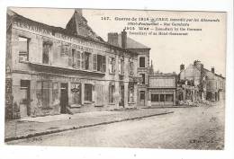 CPA : 60 : Creil : Incendiée : Hotel Restaurant Misset - Rue Gambetta - Guerre 1914-18