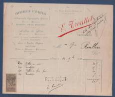 1892 - FACTURE IMPRIMERIE D'ASNIERES E. TROUTTET - 10 RUE SAINT DENIS EN FACE DE LA MAIRIE - TIMBRE FISCAL - Drukkerij & Papieren