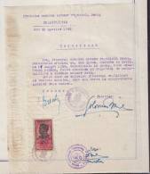 FISCAUX,REVENUES,DOCUMENT ,1 STAMP,1942,ROMANIA - Fiscales