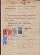 FISCAUX,REVENUES,DOCUMENT ,6 STAMPS,1938,ROMANIA - Fiscaux