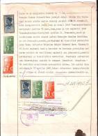 FISCAUX,REVENUES,DOCUMENT ,6 STAMPS,1942,ROMANIA - Fiscale Zegels