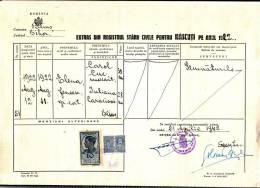 FISCAUX,REVENUES,DOCUMENT ,2 STAMPS,1942,ROMANIA - Fiscale Zegels