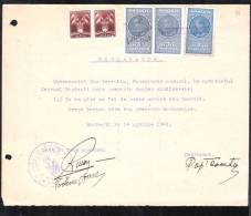 FISCAUX,REVENUES,DOCUMENT ,5 STAMPS,1940,ROMANIA - Fiscales