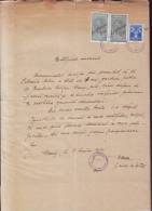 FISCAUX,REVENUES,DOCUMENT ,3 STAMPS,1941,ROMANIA - Fiscales