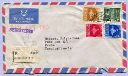 Air Mail Registered Letter INDIA CHURCHGATE To PRAHA Tschechoslovakia (148) - Poste Aérienne