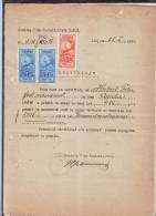 FISCAUX, REVENUES,DOCUMENT ,3 STAMPS,1930,ROMANIA - Fiscaux