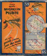 Carte Géographique MICHELIN - N° 059 St BRIEUC - RENNES - 1939 - Strassenkarten