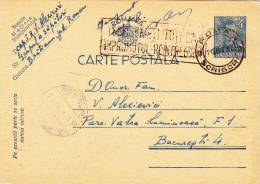 CARD POSTAL STATIONERY,ENTIERS POSTAUX, CENSORED,COMMUNIST PROPAGAND,1941,ROMANIA - Briefe U. Dokumente