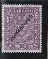 1919 DEUTSCHÖSTERREICH 10 KRONNE B.HOCHVORMAT SELTEN** - Unused Stamps
