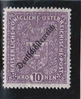 1919 DEUTSCHÖSTERREICH 10 KRONNE B.HOCHVORMAT SELTEN** - Ongebruikt