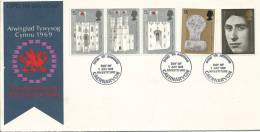 1969 Investiture Prince Of Wales Set 5 Stamps Unaddressed First Day Cover FDI Caernarvon  Wales 1st July 1969 - 1952-71 Ediciones Pre-Decimales