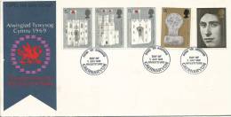 1969 Investiture Prince Of Wales Set 5 Stamps Unaddressed First Day Cover FDI Caernarvon  Wales 1st July 1969 - 1952-1971 Dezimalausgaben (Vorläufer)