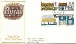 1970  British Rural Architecture Set 4 Stamps Neatly Addressed First Day Cover FDI Norwich 11 Feb 1970 - 1952-1971 Em. Prédécimales